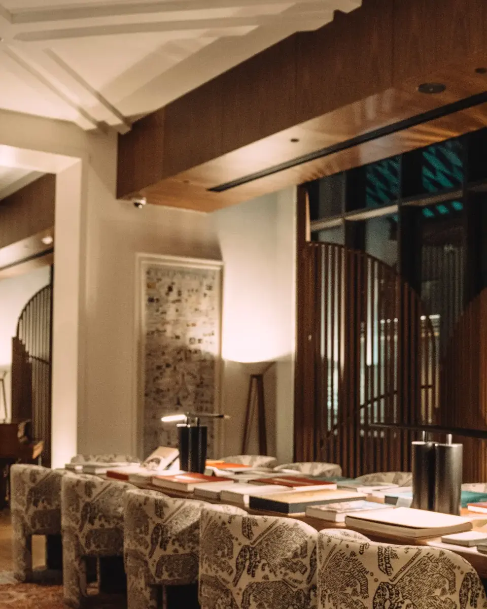 Warm hotel interior documented as part of an overnight guest journey