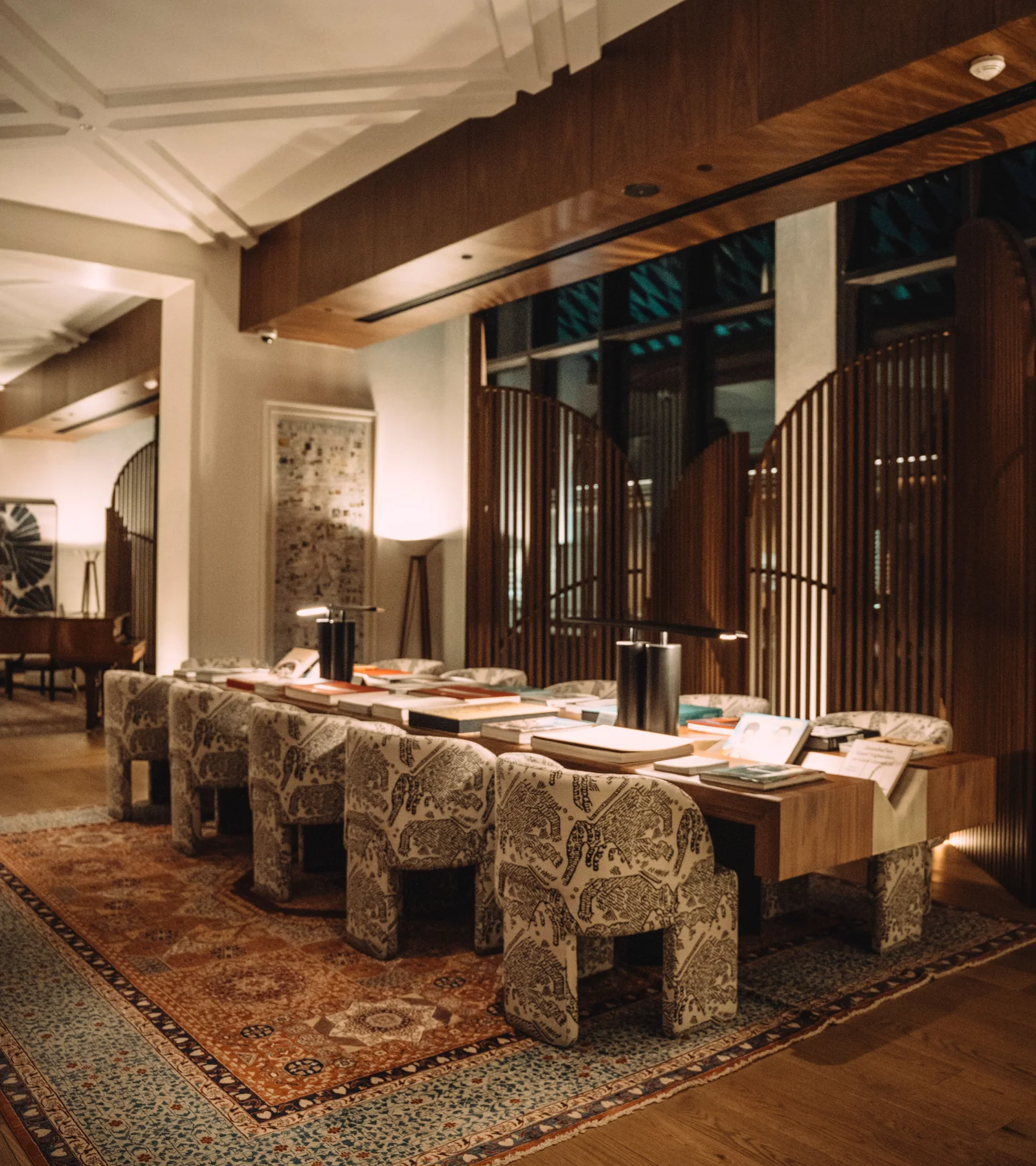 Warm, carefully designed hotel interior